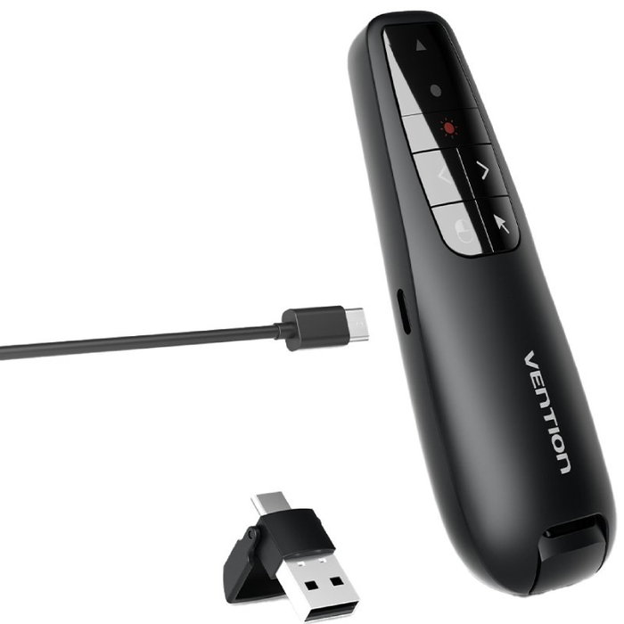 Vention Presentador inalámbrico KQPB0 con Air Mouse y láser rojo Vention Presentador inalámbrico KQPB0 con Air Mouse y láser rojo